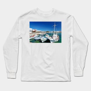 Boats at the port of Antiparos island, Greece Long Sleeve T-Shirt